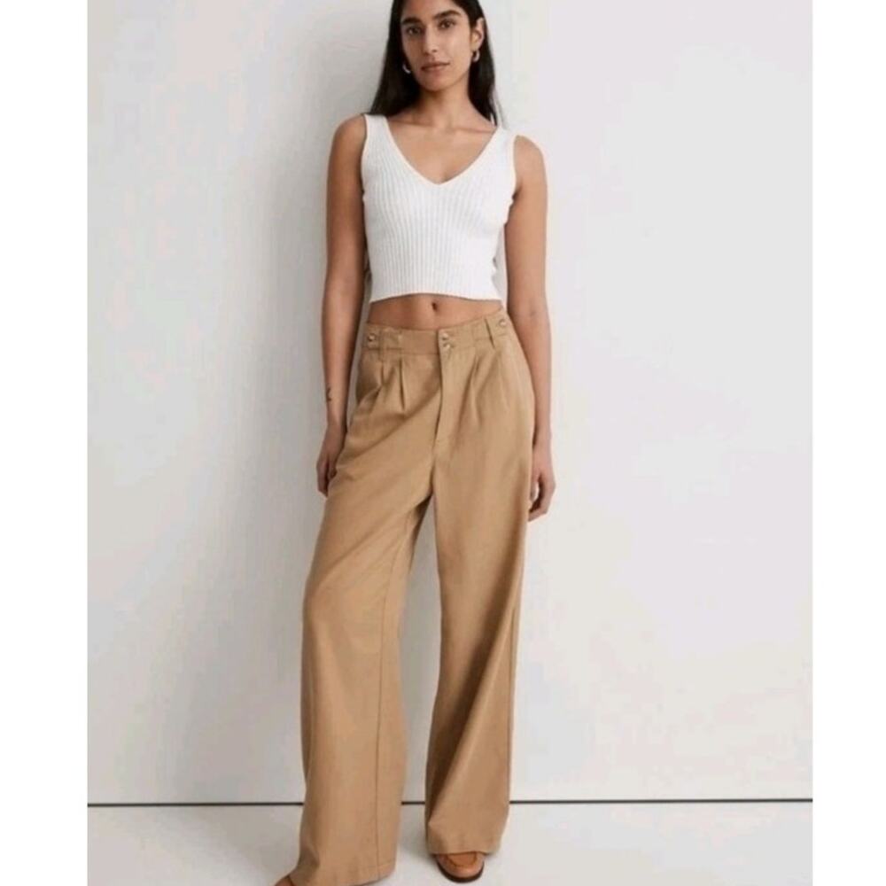 Madewell The Harlow Wide-Leg Pant Brown Lyocell Linen Blend High Rise Size 2 - Picture 3 of 12